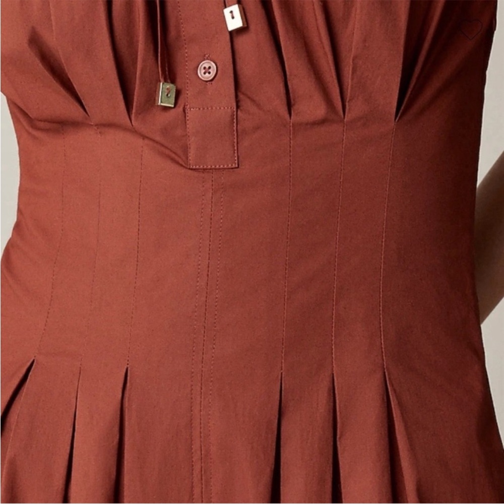 J. Crew Brick Red Midi Dress with Puff Sleeves - Picture 3 of 8